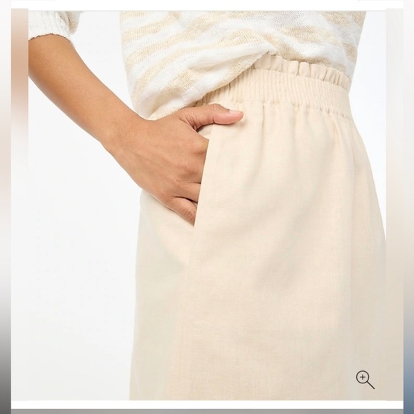 J.Crew Linen/ Cotton Blend City Skirt Sz 12. Ivory Pockets Pull-On Elastic Waist - Picture 11 of 11